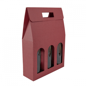BOÎTES AVEC FENÊTRE 3 BOUTEILLES THEPACK  27x9x38,5 CM BORDEAUX CARTON MICROCANAL (30 UNITÉ)