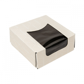 RÉCIPIENTS SUSHI+FÊNETRE THEPACK "KINTSU"  10x10x4 CM BLANC/NOIRE CARTON NANO-MICRO + PE + OPP (400 UNITÉ)