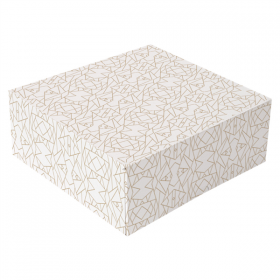 BOÎTES PATISSERIES SANS FENÊTRE THEPACK "DECO"  21x21x7,5 CM BLANC CARTON NANO-MICRO (200 UNITÉ)