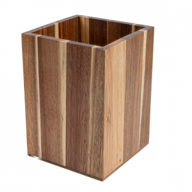 RÉCIPIENT CARRÉ POUR COUVERTS WOOD  11,5x11,5x16 CM NATUREL BOIS (1 UNITÉ)
