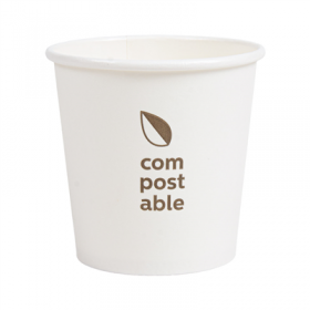 GOBELETS BOISSONS FROIDES ET CHAUDES 1 PAROI "COMPOSTABLE" 120 ML - 4 oz 230 G/M2 Ø6,3/4,5x6 CM BLANC CARTON (1000 UNITÉ)