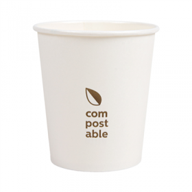 GOBELETS BOISSONS FROIDES ET CHAUDES 1 PAROI "COMPOSTABLE" 180 ML - 6 oz 260 G/M2 Ø7,2/5,3x7,8 CM BLANC CARTON (1000 UNITÉ)
