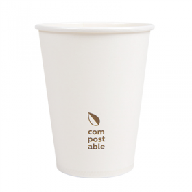 GOBELETS BOISSONS FROIDES ET CHAUDES 1 PAROI "COMPOSTABLE" 360 ML - 12 oz 300 G/M2 Ø9/6x11 CM BLANC CARTON (1000 UNITÉ)