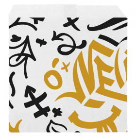 SACHET POUR FRITURES PFAS FREE PFAS FREE "GRAFFITI" 35 G/M2 12x12 CM BLANC PARCH.INGRAISSABLE (1000 UNITÉ)