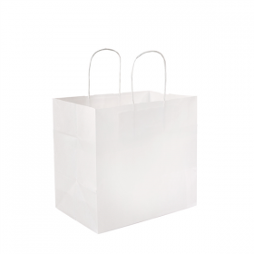 SACS SOS LIVRAISON AVEC POIGNÉES  90 G/M2 28+18x25 CM BLANC CELLULOSE (250 UNITÉ)