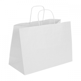SAC BOUTIQUE ANSES CORDON  100 G/M2 40+15x32 CM BLANC CELLULOSE (150 UNITÉ)