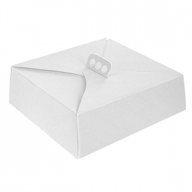 BOÎTES À GÂTEAUX AVEC POIGNÉES THEPACK  34x34x10 CM BLANC CARTON NANO-MICRO (100 UNITÉ)