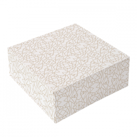 BOÎTES PATISSERIES SANS FENÊTRE THEPACK "DECO"  36x36x10 CM BLANC CARTON NANO-MICRO (100 UNITÉ)