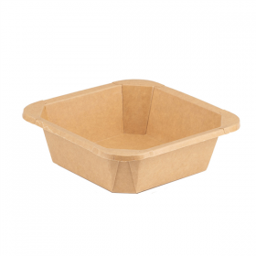 RÉCIPIENTS CARRÉS  650 ML 300 +20 PE G/M2 15,2x15,2x4,5 CM NATUREL KRAFT (300 UNITÉ)