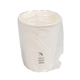 VERRES COMPOSTABLES EMBALLÉS  360 ML 300 G/M2 Ø9/6x11 CM BLANC CARTON (1000 UNITÉ)