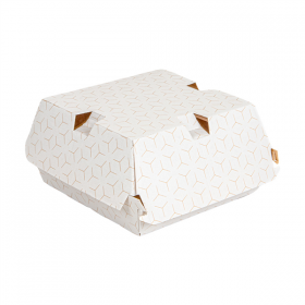 BOÎTES HAMBURGER THEPACK "CUBE"  14,7x14x7 CM BLANC/NATUREL CARTON NANO-MICRO (500 UNITÉ)