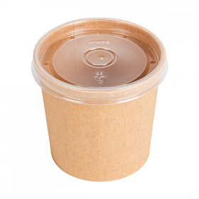 RÉCIPIENTS + COUVERCLES PP  360 ML - 12 oz 300 + 18 PE G/M2 Ø 9/7,3x8,6 CM NATUREL KRAFT (250 UNITÉ)