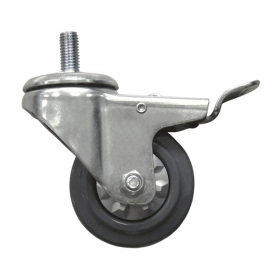 ROUE AVEC FREIN POUR 127.67/158.10   Ø 7,62 CM ARGENTE INOX (2 UNITÉ)