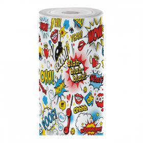 PAPIER CADEAUX "COMIC" 60 G/M2 0,7x100 M BLANC KRAFT VERGÉ (1 UNITÉ)
