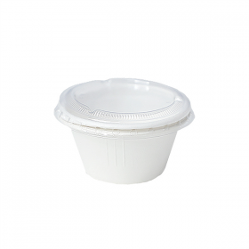 MINI POTS + COUVERCLES PET BIONIC 60 ML Ø 6,9x3+0,7 CM BLANC BAGASSE (1000 UNITÉ)