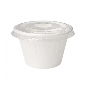 MINI POTS + COUVERCLES PET BIONIC 120 ML Ø7,4x5,1+0,7 CM BLANC BAGASSE (800 UNITÉ)
