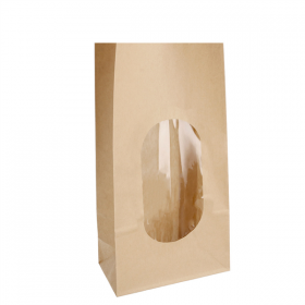 SACS SOS AVEC FENÊTRE  1700 GR 60 G/M2 + 30µ OPP 13+8x17 CM NATUREL KRAFT (500 UNITÉ)