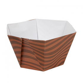 POTS À GLACE HEXAGONAUX THEPACK "CACAO" 500 ML Ø13,5/9x7,5 CM BLANC CARTON NANO-MICRO + PP (2000 UNITÉ)