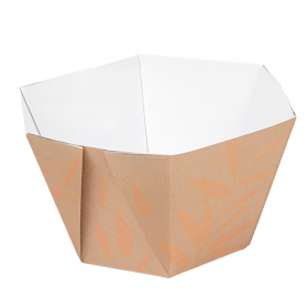POTS À GLACE HEXAGONAUX THEPACK "FEEL GREEN" 500 ML Ø13,5/9x7,5 CM NATUREL CARTON NANO-MICRO + PP (2000 UNITÉ)