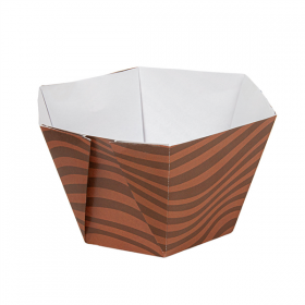 POTS À GLACE HEXAGONAUX THEPACK "CACAO" 400 ML Ø12/8,5x6,5 CM BLANC CARTON NANO-MICRO + PP (2000 UNITÉ)