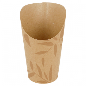 GOBELETS A FRITES OUVERTS FEEL GREEN 16 OZ - 480 ML 250 + 20PE G/M2 Ø8,5x13,5 CM MARRON CARTON (1000 UNITÉ)