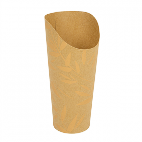 GOBELETS A FRITES OUVERTS FEEL GREEN 22 OZ - 660 ML 250 + 20PE G/M2 Ø8,5x18 CM MARRON CARTON (1000 UNITÉ)