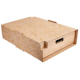 PLATEAUX "TRAITEUR" GRAND + ÉTUI THEPACK "FEEL GREEN" 400 G/M2 45,5x34x11,5 CM NATUREL CARTON NANO-MICRO (25 UNITÉ)