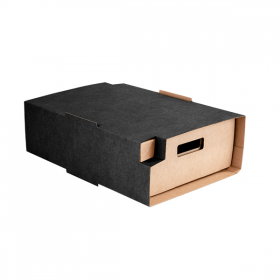 PLATEAUX "TRAITEUR" PETIT + ÉTUI THEPACK  400 G/M2 34x26,5x11,5 CM NOIR CARTON NANO-MICRO (25 UNITÉ)