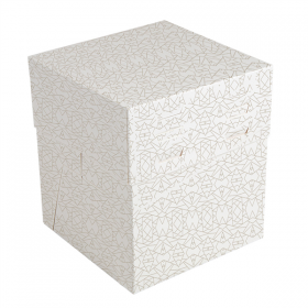 BOÎTES HAUTES PÂTISSERIE COUV. AJUSTABLE THEPACK "DECO"  20x20x19,5 CM BLANC CARTON MICROCANAL (30 UNITÉ)