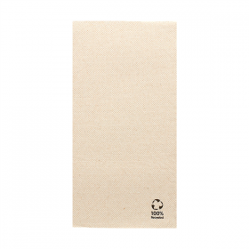 SERVIETTES ECOLABEL PLIÉES 1/8 DOUBLE POINT  18 G/M2 33x33 CM NATUREL OUATE RECYCLÉE (1200 UNITÉ)