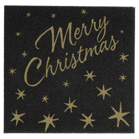 SERVIETTES "MERRY CHRISTMAS" 55 G/M2 40x40 CM NOIR AIRLAID (700 UNITÉ)