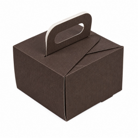 BOÎTES AVEC ANSES PÂTISSERIE THEPACK  12x12x8 CM CHOCOLAT CARTON NANO-MICRO (50 UNITÉ)