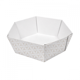 RÉCIPIENTS HEXAGONAUX THEPACK "CUBE" 400 ML Ø13/11x4 CM BLANC CARTON NANO-MICRO+PP (2000 UNITÉ)