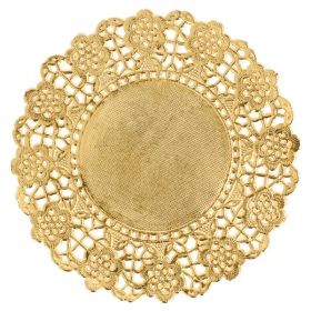 DENTELLES RONDES MÉTALISÉES  40 G/M2 + 20 G/M2 Ø 12 CM DORE LITOS MET. (100 UNITÉ) - Garcia de Pou