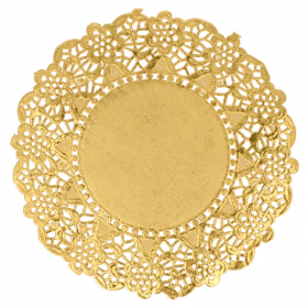 DENTELLES RONDES MÉTALISÉES  40 G/M2 + 20 G/M2 Ø 14 CM DORE LITOS MET. (100 UNITÉ) - Garcia de Pou