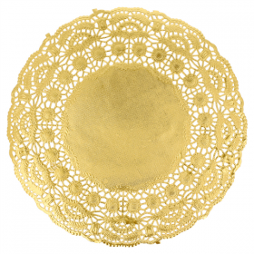 DENTELLES RONDES MÉTALISÉES  40 G/M2 + 20 G/M2 Ø 19 CM DORE LITOS MET. (100 UNITÉ) - Garcia de Pou