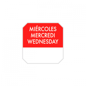 1000 U. ÉTIQUETTES ADHESIVES "MERCREDI"  2,5x2,5 CM ROUGE ADHESIF (1 UNITÉ) - Garcia de Pou