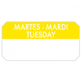 1000 U. ÉTIQUETTES ADHESIVES "MARDI"  5x2,5 CM JAUNE ADHESIF (1 UNITÉ) - Garcia de Pou