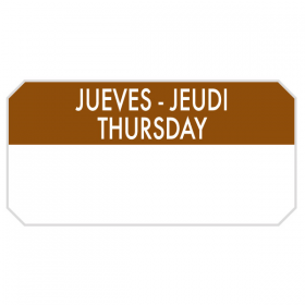 1000 U. ÉTIQUETTES ADHESIVES "JEUDI"  5x2,5 CM MARRON ADHESIF (1 UNITÉ) - Garcia de Pou