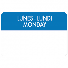 500 U. ÉTIQUETTES ADHESIVES "LUNDI"  7,5x5 CM BLEU ADHESIF (1 UNITÉ) - Garcia de Pou