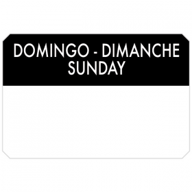 500 U. ÉTIQUETTES ADHESIVES "DIMANCHE"  7,5x5 CM NOIR ADHESIF (1 UNITÉ) - Garcia de Pou