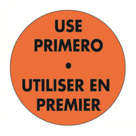 1000 U. ÉTIQUETTES ADHÉSIVES "UTILISER EN PREMIER"  Ø 5 CM ORANGE ADHESIF (1 UNITÉ) - Garcia de Pou