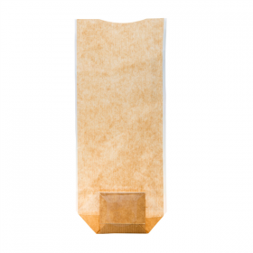 SACHETS AVEC BASE ET FENÊTRE PP  10x22 CM NATUREL KRAFT (100 UNITÉ) - Garcia de Pou