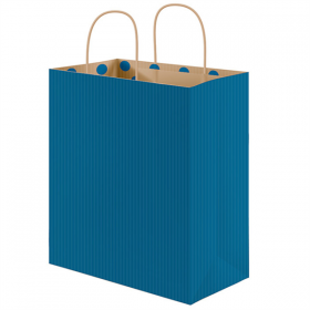 SACS SOS AVEC ANSES - INT. "À POIS"  80 G/M2 32+16x31 CM BLEU KRAFT (250 UNITÉ) - Garcia de Pou