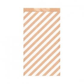 SACHETS PLATS RAYURES  60 G/M2 19+8x35 CM NATUREL KRAFT VERGÉ (250 UNITÉ) - Garcia de Pou