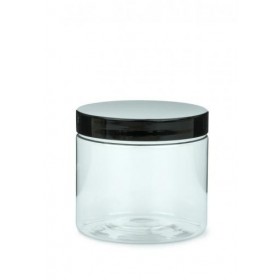 POT PET 500 ml A VIS + COUVERCLE NOIR -Ø 89 x 93