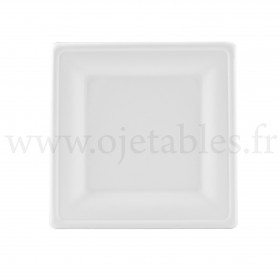 Assiette carrée 26 cm en pulpe de canne