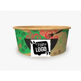 Bol en carton 750ml kraft Personnalisé avec couvercle compris