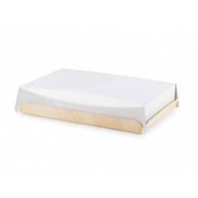 COUVERCLE EN CARTON PLATEAU MADERA 30X21cm (par 100 unités) personnalisé en blanc