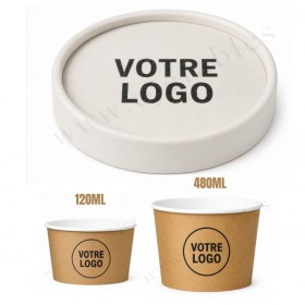 Couvercle en carton plat personnalisé pour pot à glace personnalisé de 120cc et 480cc